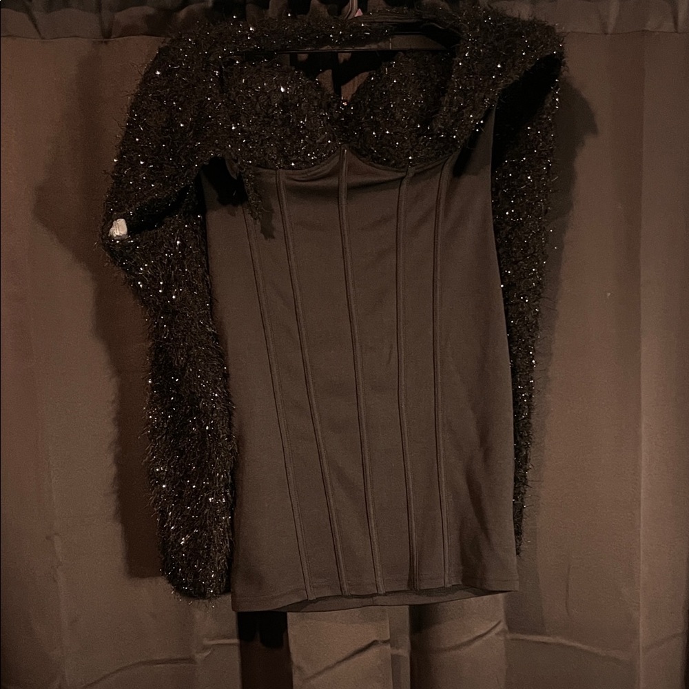 Black Sparkly Long Sleeve Top